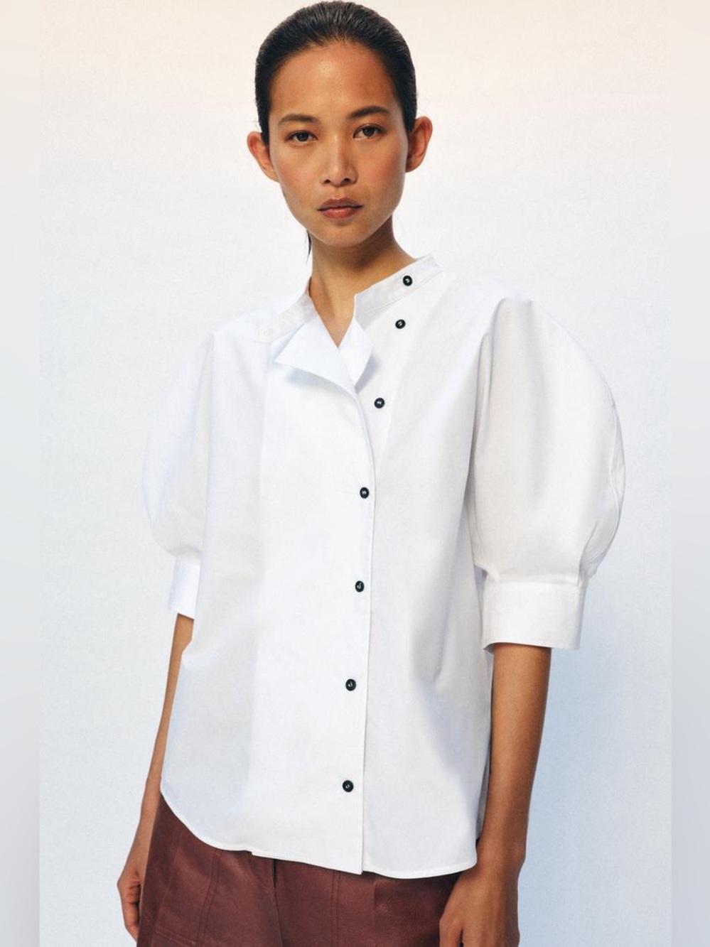 ZARA ZW COLLECTION POPLIN SHIRT WITH BUTTONS
